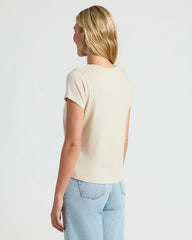 Womens Black & Oatmeal Slub Scoop Neck Tee 4-Pack